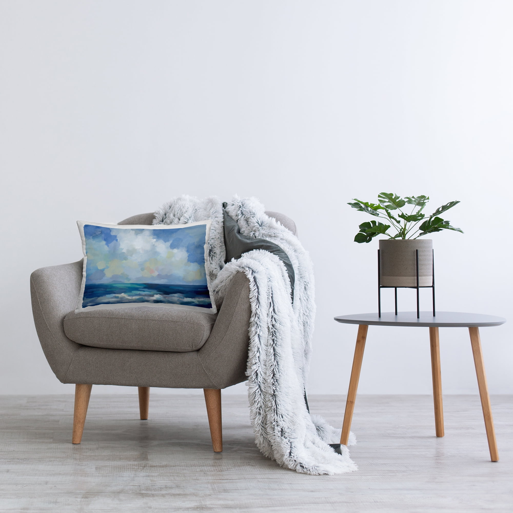 Stupell Industries Nautical Waves & Clouds Decorative Printed Throw Pillow Design by Silvia Vassileva.