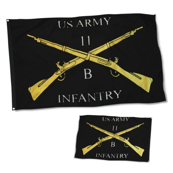 Dutern Double Sided Cross Rifle Infantry 11 B Military Flag Banner 3 Ply with Brass Grommets 12x18 Inch