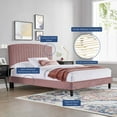 thumbnail image 2 of Platform Bed Frame, Queen Size, Pink, Velvet, Modern Contemporary, Bedroom Master Guest Suite Room, 2 of 9