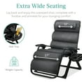 thumbnail image 6 of Best Choice Products Oversized Zero Gravity Chair, Folding Recliner w/ Removable Cushion, Side Tray - Fossil Gray, 6 of 9