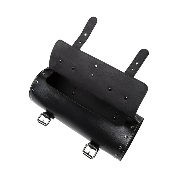 BIBABLYKE Motorcycle Front Bag Vintage Tool Saddlebag Front Fork Handlebar Bag Skull Pattern PU Storage Pouch Motorbike Tool Bag