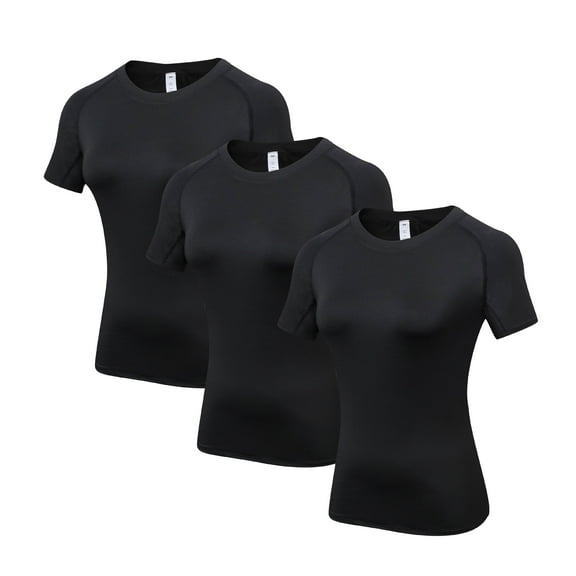 TAISIM 3 Pack Women's Athletic Casual Quick Dry T Shirt Running Workout Yoga Top Tee Shirts Short Sleeve T-Shirts,Black,Black,Black,XX-Large