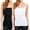 Black/White, variant on Juniors & Girls Basic Adjustable Spaghetti Strap Cropped Camisole Tank Top with Inner Shelf Bra