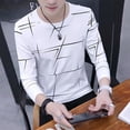 thumbnail image 1 of Hommes Col Rond Imprimé T-Shirt Chemisier Pull Manches Longues Slim Fit Muscle Top, 1 of 7