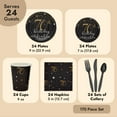thumbnail image 5 of 170-Piece 70th Birthday Party Supplies, Serves 24 Black and Gold Plates, Napkins, Cups, Cutlery, Tablecloth and Banner, 5 of 10