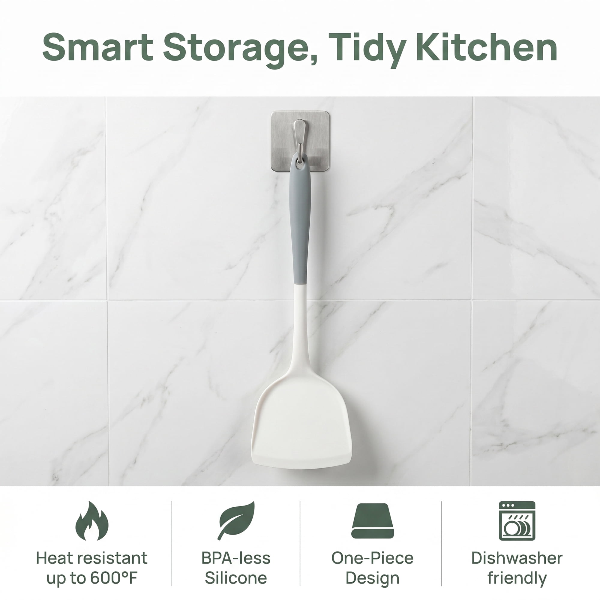 Unique Bargains Kitchen Utensils Heat-Resistant Safe Spatula for Frying Gray 12.8x3.9 in