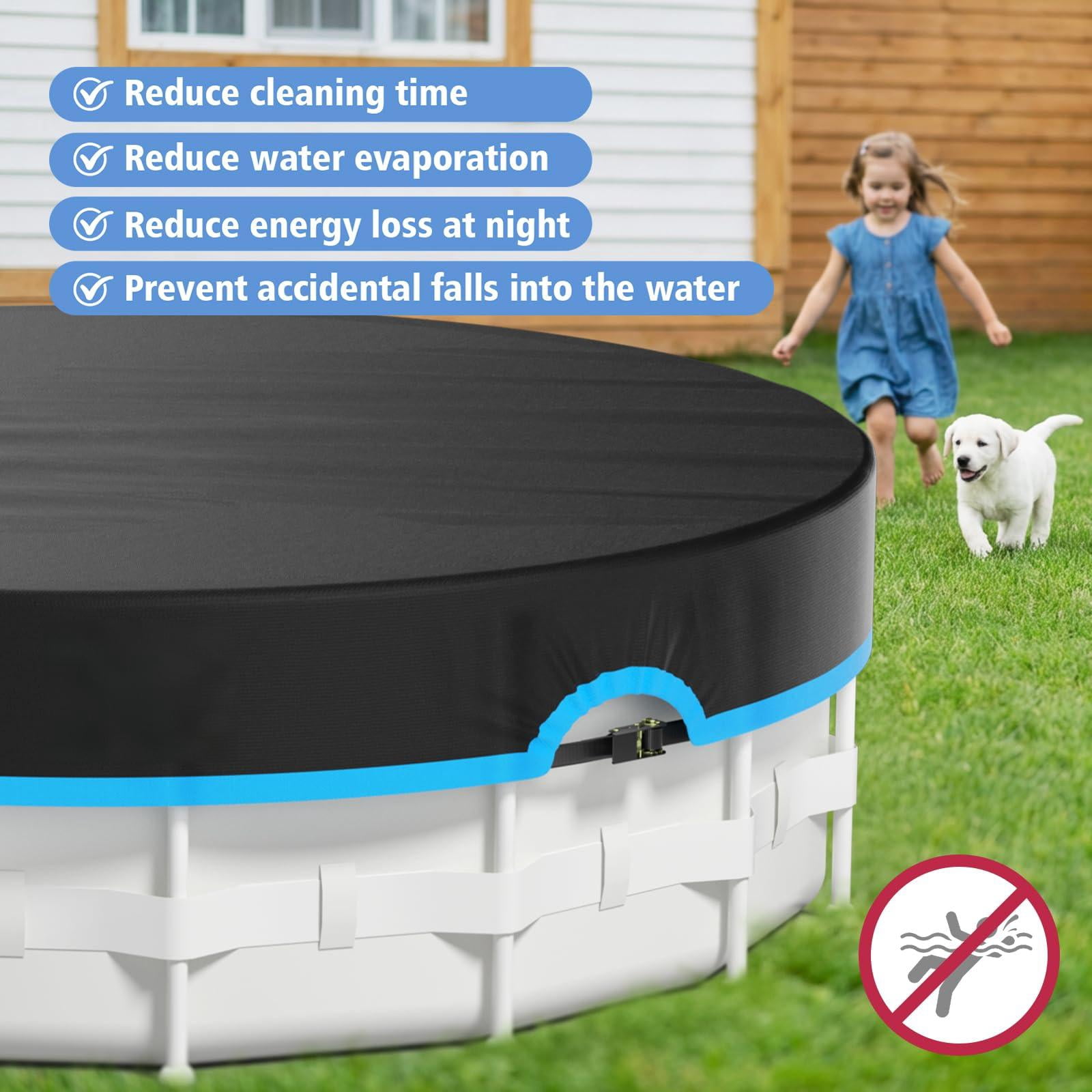 Seralis 7x13ft Oval Above Ground Pool Cover Waterproof Dustproof with Winch and Cable Blue