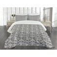 thumbnail image 3 of Ambesonne Abstract Quilted Bedspread Set 3 Pcs, Stone Wall Pattern, Queen Size, Grey Pale Grey, 3 of 5
