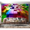 thumbnail image 2 of Tiptophomedecor Abstract Wallpaper Wall Mural - Colored Cubes, 2 of 6