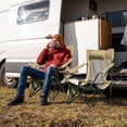thumbnail image 2 of Gymax Chaise Longue de Camping Inclinable Réglable avec Repose-Pieds Amovible Kaki, 2 of 10
