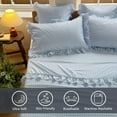 thumbnail image 2 of Light Blue Gingham Ruffle King Sheet Set, Blue Soft Pre-Washed Microfiber Plaid Ruffled King Bed Sheets, 4-Pieces Farmhouse Sheet Set with Deep Pocket, 2 of 8