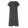 thumbnail image 4 of OSOLU Solid Color Linen Dresses For Women Flowy V-Neck Short Sleeve Maxi Dress Lightweight Summer Beach Vacation Dresses Relaxed Fit Sundress Wedding Guest Dress, 4 of 6
