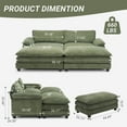 thumbnail image 2 of UBesGoo 90" Oversized Cloud Sofa Bed, Convertible Sleeper Couch Loveseat with Pillow Arms, Double-layered cushioned Sofa with Removable Ottoman, Green, 2 of 10