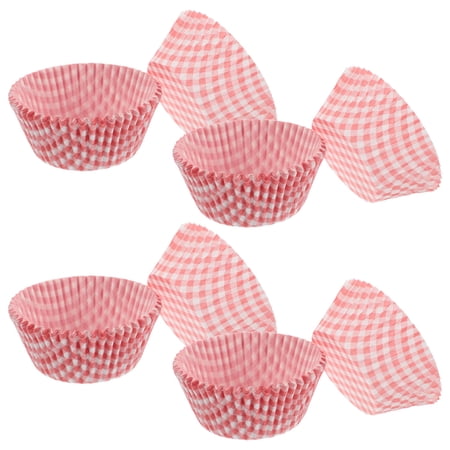 FRCOLOR Red Plaid Paper Cups for Cupcake Holding Oil Resistant Safe Material 100pcs