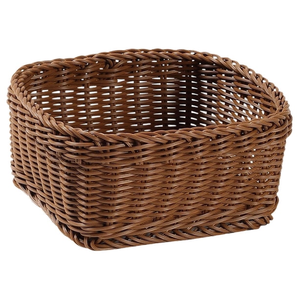 Cesta de almacenamiento organizadora de plástico tejida para frutas, bandeja decorativa para baño Medio