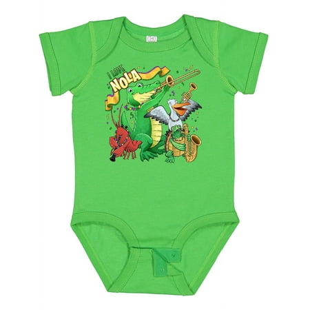 

Inktastic I Love Nola Mardi Gras Animal Band Boys or Girls Baby Bodysuit