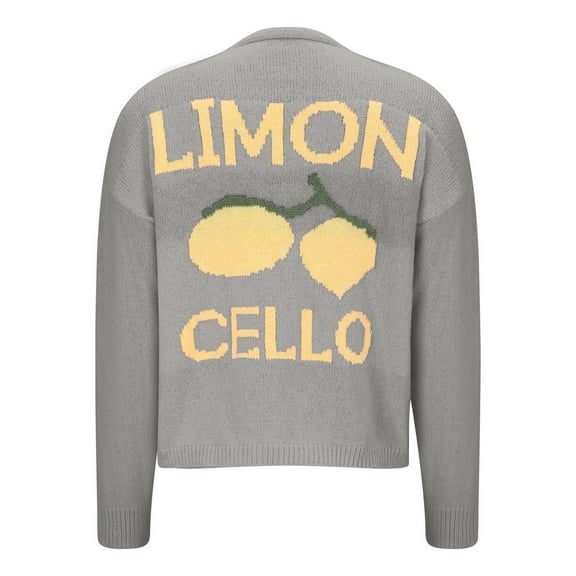 ZHENHONG Crew Cardigans Womens, Women Limon Printed Cardigan Sweater Fall V Neck Button Down Drop Shoulder Knit Sweater Aesthetic OutwearCardigans for Women
