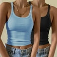 thumbnail image 2 of Womens Tank Tops Pack of 2, Ribbed Knit Slim Fit Scoop Neck Summer Crop Camis Tees Basic Undershirts (XL, Black), 2 of 7