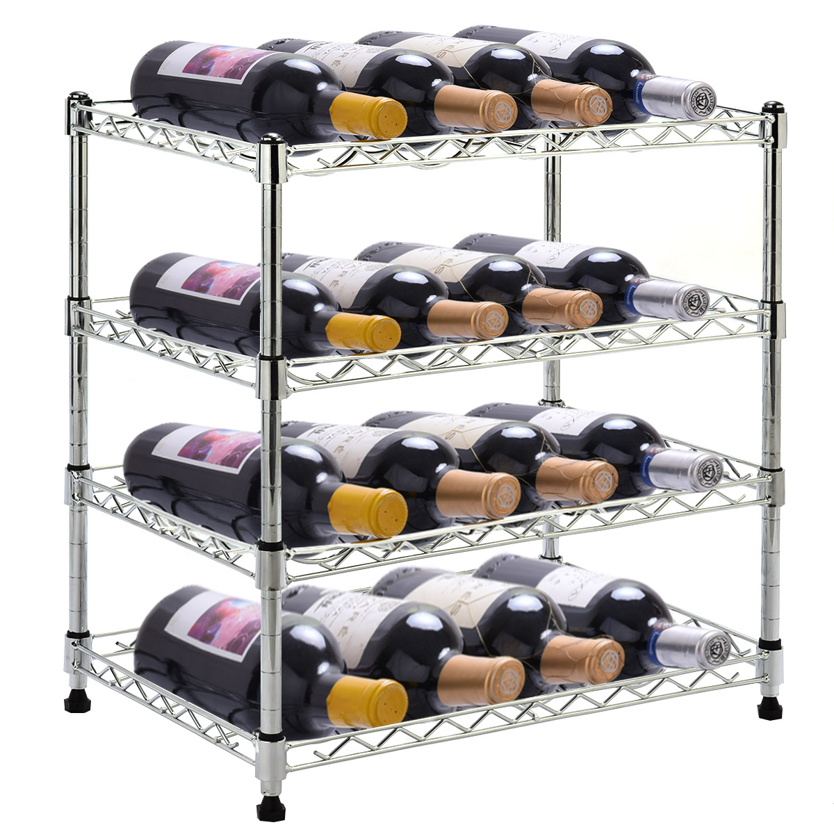 Costway 4Shelf 16 Bottles Mini Wine Rack Bottle Holder Organizer