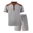 thumbnail image 4 of CONFREE Mens 2 Peice Shorts Sets Casual Men's Summer Outfits Set Patchwork Color Tshirts Shorts Athletic Track Suits for Men, 4 of 5