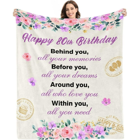 DAJU 80th Birthday Gifts for Women Blanket 80th Birthday Gifts Ideas 80th Birthday Decorations 80 Year Old Birthday Gifts for Women Birthday Gifts Throw Blanket(30*40inch)