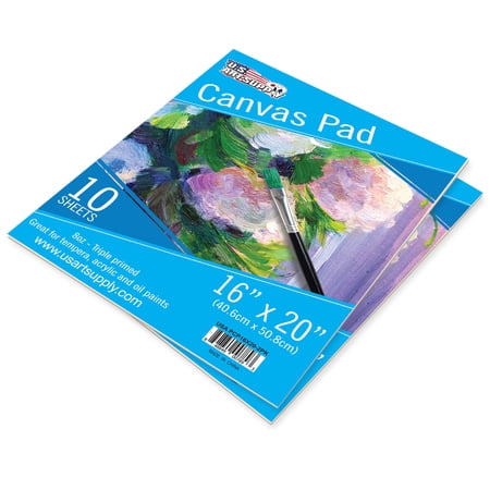 U.S. Art Supply 16 x 20 10-Sheet 8-Ounce Triple Primed Acid-Free Canvas Paper Pad (Pack of 2 Pads)