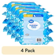 (4 pack) Great Value Flushable Wet Wipes, Fresh Scent, 4 Packs of 42 Wipes, 168 Total Wipes