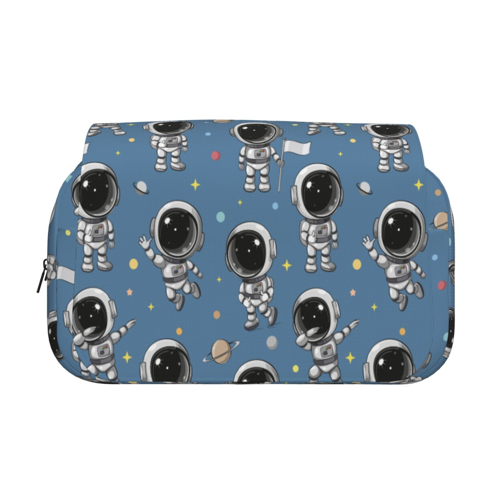 Rateoe Astronaut Pattern Double Clamshell Pen Case, Storage Organizer with Two Zipper Compartments– Holds Up to 50 Pencils & Pens