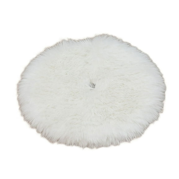 Large Christmas Tree Skirt Soft Long Pile Fabric Plush Mat for Festival Home Decoration Solid Colors Tree Base Ornament