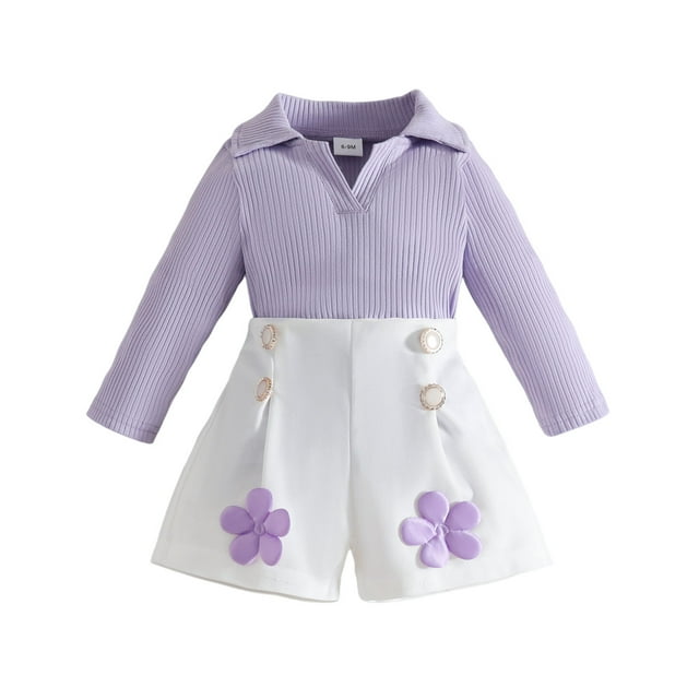 Solid Color Casual Fashion Long Sleeved V-neck Knitted Top And Buttoned Shorts Two-piece Set