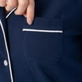 thumbnail image 4 of Fruit of the Loom Women's Pipped Button Down Sleep Set, Navy, Large, 4 of 6