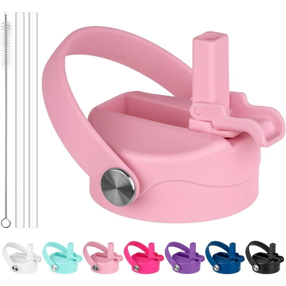 TRAHOO-Lid with Straw for Hydro Flask, Replacement Straws Cap Lid for Hydroflask 12-64 oz Wide Mouth Water Bottles, Dust Cover Lid Compatible with Thermoflask, Iron Flask Wide Mouth (Pink)