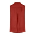 thumbnail image 5 of Dressy Blouses for Women New Linen Shirts for Women Button down Shirts Sleeveless Cotton Collared V Neck Solid Casual Blouses with Pocket Red M, 5 of 7