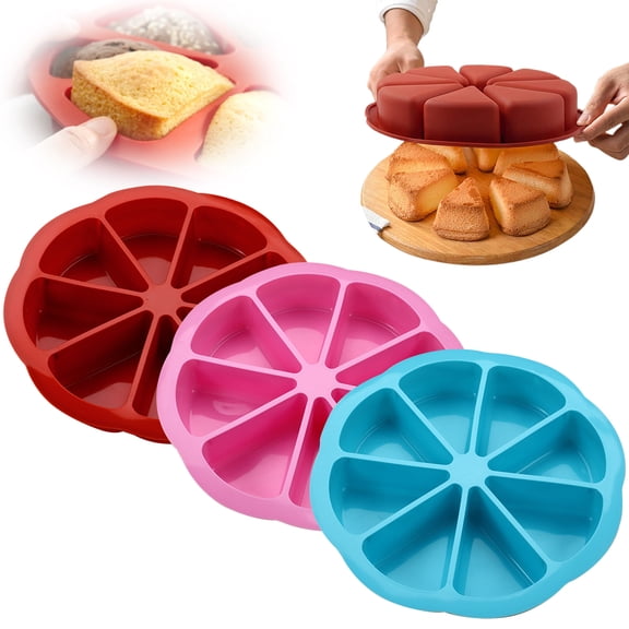 CPHDW7 Silicone Baking Mold, Triangle Cake Pan with 8 Cavity Non Stick Design, Reusable Mould for Cornbread Scone Dessert Baking