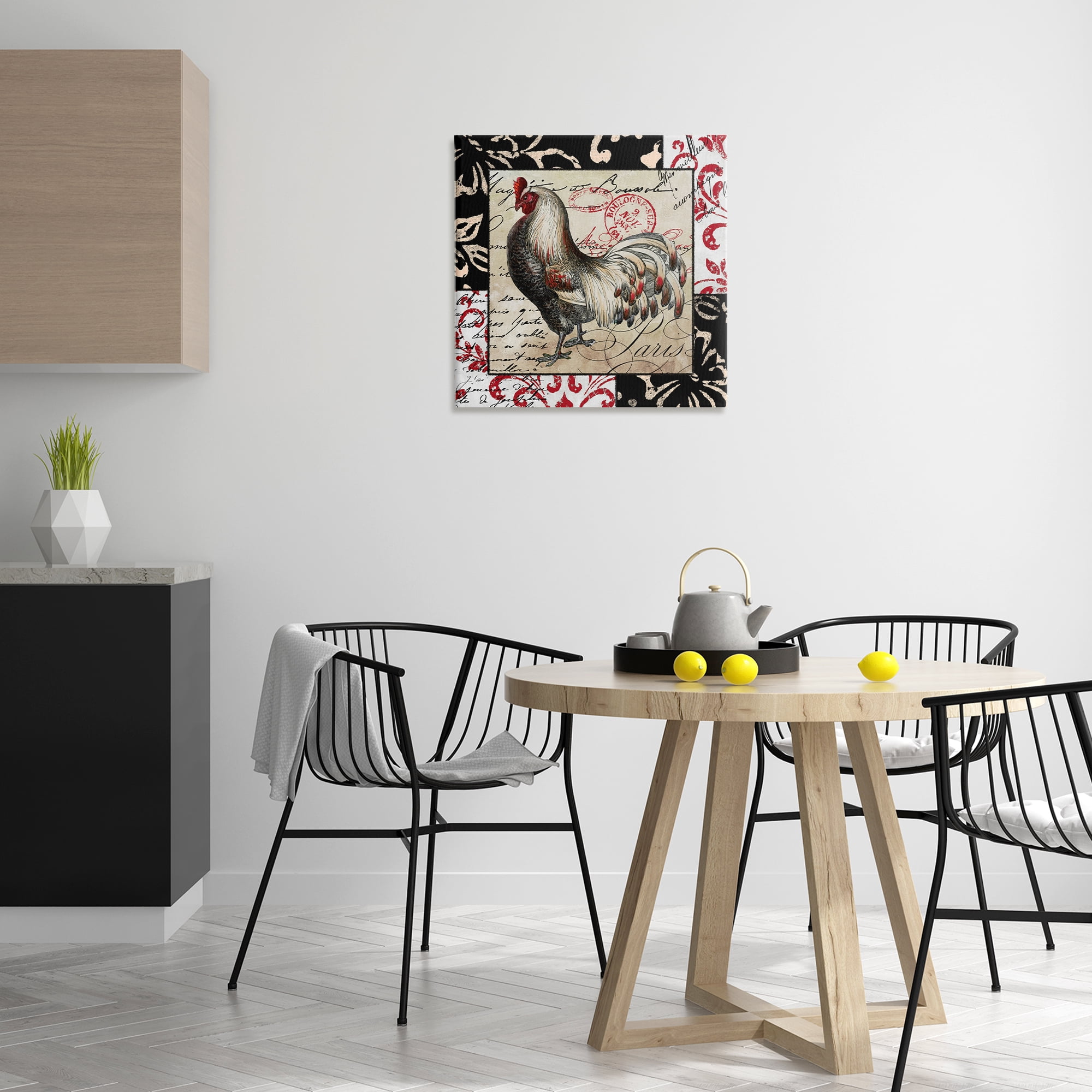 Stupell Industries Hen with Vintage Cursive Animals Painting Wrapped Canvas Art Print Wall Art, 24 x 24