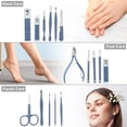 thumbnail image 4 of Vocoste Manicure Set Nail Clippers Pedicure Kit Stainless Steel with PU Leather Case Blue 16 Pcs, 4 of 7