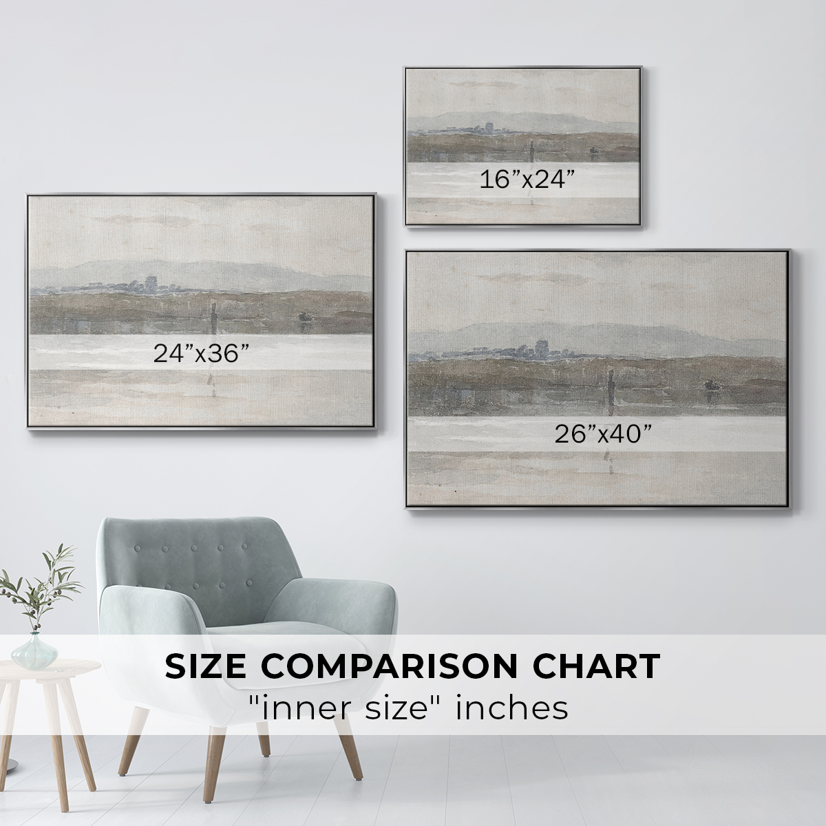 Vintage Landscape-CCCXL By Wexford Home Framed in Silver Wood Gallery Wrapped Canvas 17 in. x 25 in.