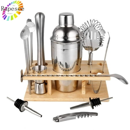 Rapesee 14 Pieces Cocktail Shaker Set Bartender Kit Bar Tools Barware, Stainless Steel Cocktail Mixer Set, Professional Cocktail Making