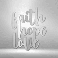thumbnail image 3 of Faith Hope Love Script Steel Sign Laser Cut Powder Coated Home & Office Metal Wall Decor Multiple Sizes & Colors, 3 of 5