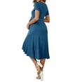 thumbnail image 3 of INSPIRE CHIC MARI GABRIEL Women's Maternity Wrap Dress V Neck Ruffle Hem Semi Formal Photoshoot Party Cocktail Pregnant Dresses Lake Blue XXL, 3 of 6