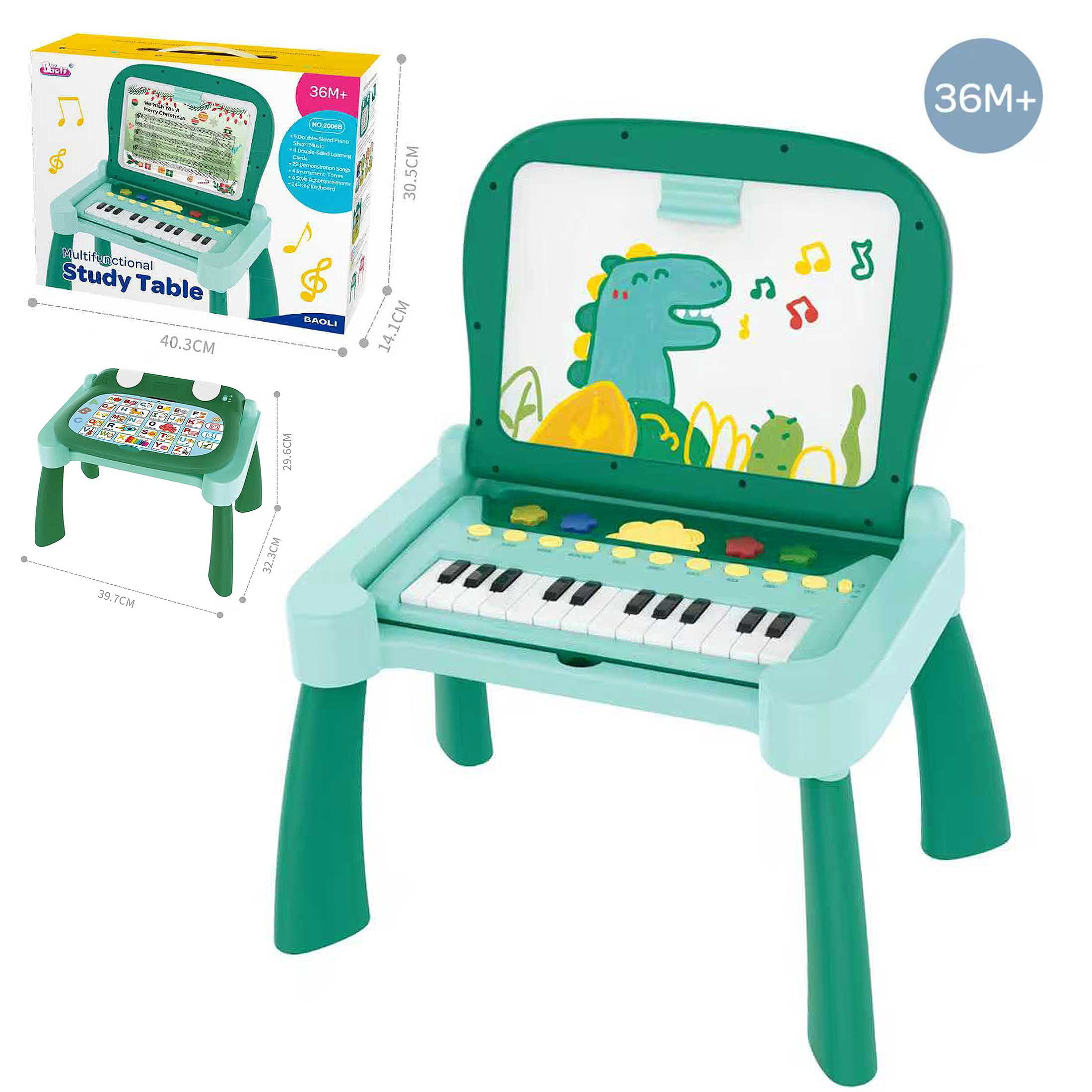 Musical Learning Activity Table for Toddlers, 2-in-1 Electronic Piano Keyboard & Drawing Board, Foldable Educational Toy Play Center