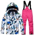 thumbnail image 2 of Children Snowsuit 6-14Years Kids Boys Girls Waterproof Windproof Ski Suits Zipper Jackets Winter Thickened Velvet Warm Jumpsuits with Pocket, 2 of 4