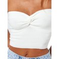thumbnail image 5 of Coduop Women Twist Front Knitted Tube Top Strapless Solid Ruched Rib-Knit Crop, 5 of 8