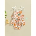 thumbnail image 3 of Musuos Baby Girls Cute Summer Romper 3M  6M 12M 18M Adorable Flower/Butterfly Print Bow Lacing Sleeveless Round Neck Jumpsuit, 3 of 9