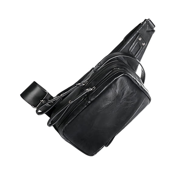MERRYHAPY Black PU Crossbody Bag for Men, Lightweight Travel, Outdoor and Casual Shoulder Bag