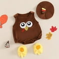thumbnail image 2 of Mercatoo Baby Boys Girls Thanksgiving Day Jumpsuits Outfit Turkey Vest Bodysuit Hat and Shoes Set Fall Casual Clothes, 2 of 7