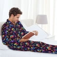 thumbnail image 6 of Xecao rainbow color Skull mushroom Print Pajamas Set Mens Pajamas Long Sleeve Loungewear Two-Piece Sleepwear Button-Down Pjs Set,2PJS-Medium, 6 of 7