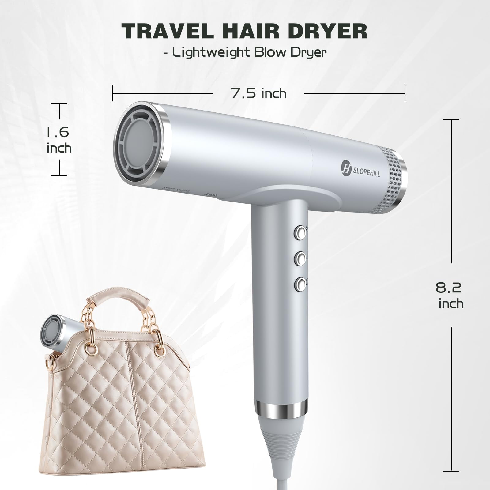 Hair Dryer, Professional Ionic Hairdryer, High-Speed Blow Dryer for Fast Drying, Home & Salon & Travel, Low Noise, Lightweight Compact Ceramic Blowdryer