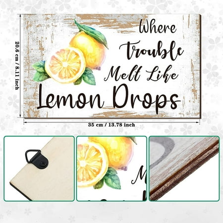 Targa Decorativa In Legno Stile Rustico – 'Where Trouble Melt Like Lemon Drops' – 40x12cm - 3