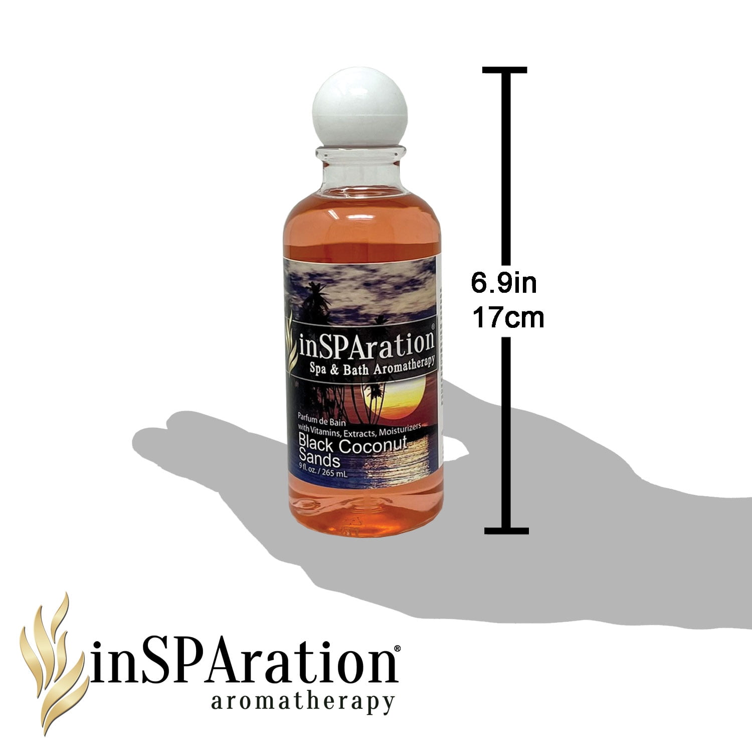InSPAration Aromatherapy Liquid Black Coconut Sands for Spa and Bath 9 Oz